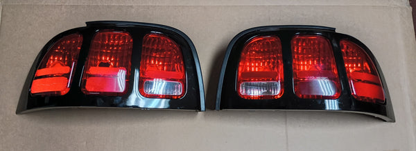 1996-1998 Mustang Tail Light Lenses, with Bezels, RH & LH