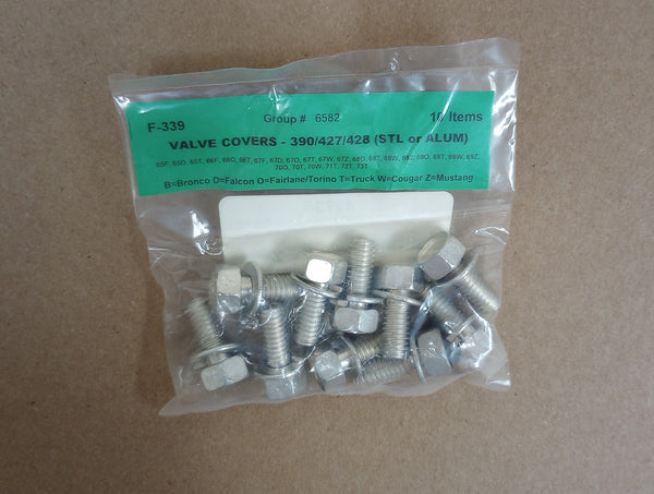 1967-1973 Mustang Valve Cover Bolt Set, V8 (390, 428), 10 pcs