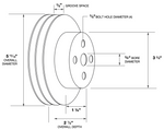 1965-1970 Mustang Water Pump Pulley, V8 (289, 302), 2 Belt, 5-7/8 inches OD, 2.5 inches Tall