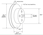1965-1968 Mustang Water Pump Pulley, V8 (289, 302), 1 Belt, 6 inches OD