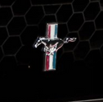 1971-1973 Mustang Grille Ornament, Pony, Mach 1, Running Pony, with Red, White & Blue Background