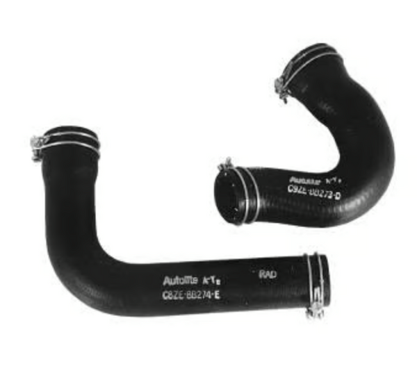 1968 Mustang Radiator Hose Kit, V8 (390, 427, 428, 428CJ), Concours, with Ford Logo & Wire Clamps
