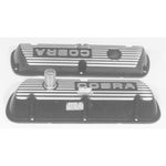 Black 1964-1973 Aluminum Valve Covers, (260, 289, 302, 351W), OE  inchesCOBRA inches LOGO - BLACK