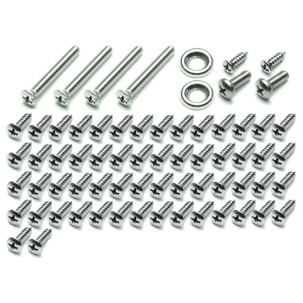 1965-1970 Mustang Rear Folding Seat Trim Screw Kit, FB & Sportsroof, 68 pcs