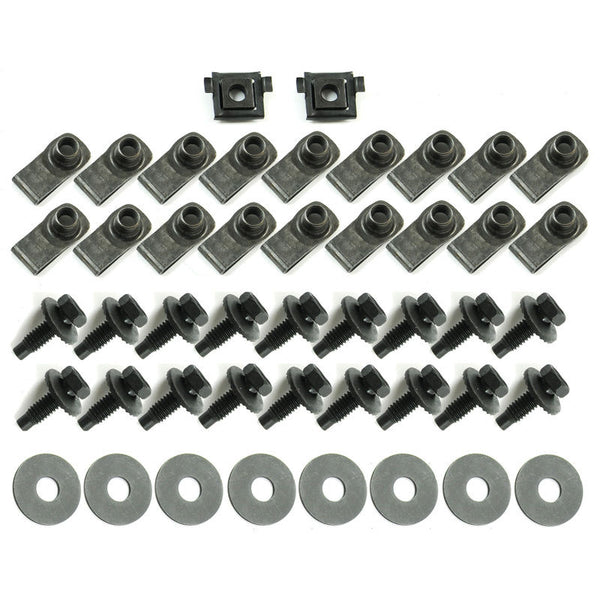 1967 Mustang AMK Fender Bolts, Concours Quality, SEMS Logo, J & Cage Nuts, Washers, 48 pcs