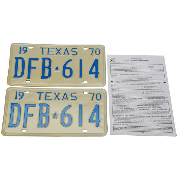 1970 Mustang Texas Classic License Plates (25 Yrs Old)