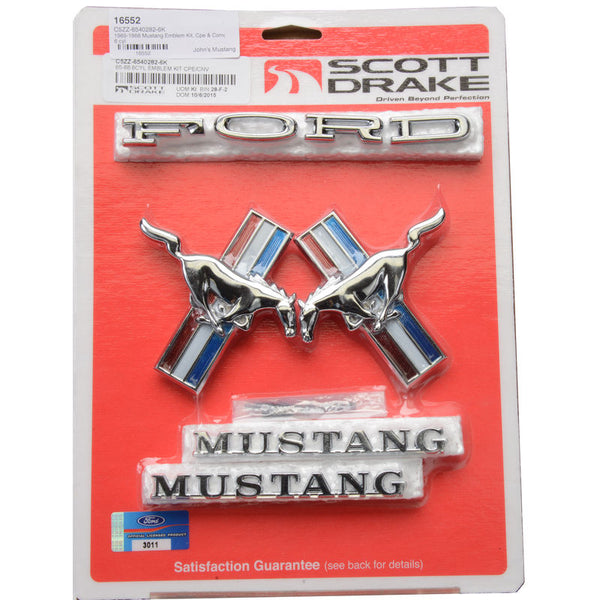1965-1966 Mustang Emblem Kit, Cpe & Conv, 6 cyl