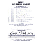 1967 Mustang Decal Kit, 14 pcs
