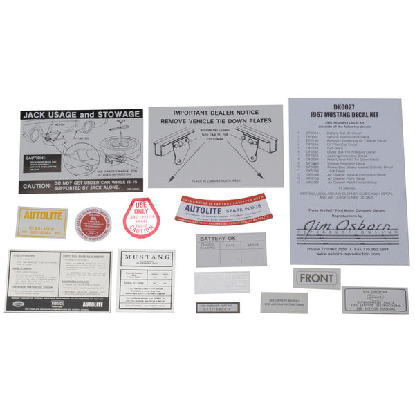 1967 Mustang Decal Kit, 14 pcs