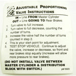 1965-2004 Mustang Front Disc Brake Proportioning Valve, Adjustable