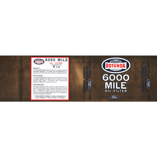 1964-1970 Mustang Ford 6000 Mile Rotunda Oil Filter Decal