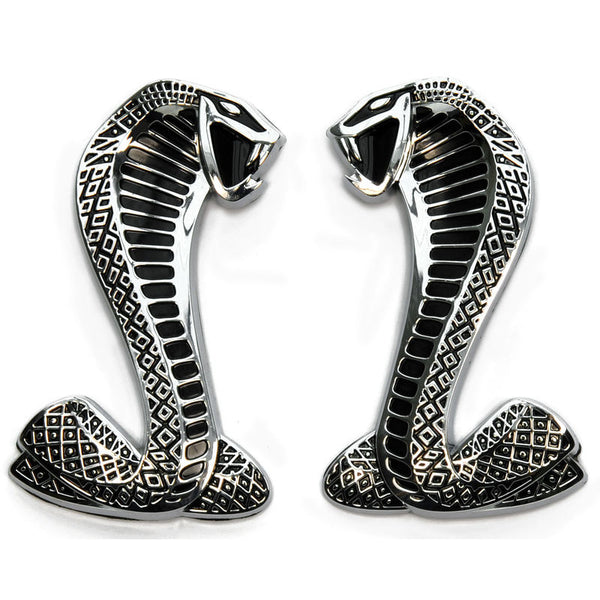 2005-2011 Mustang Fender Emblems, Shelby GT500, Chrome, w/Black inserts, RH & LH