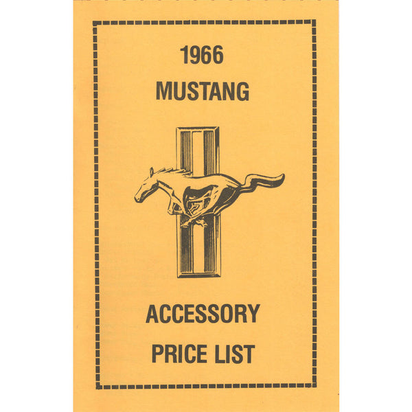 1966 Mustang Accessory New Car Price List