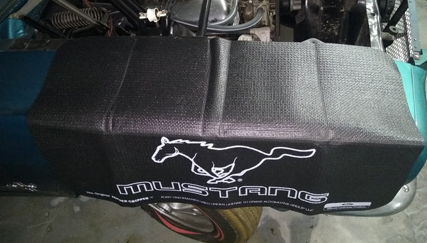 Mustang Fender Cover, Black, with Running Pony