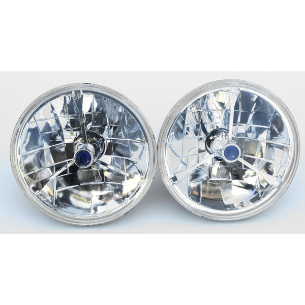 1965-1970 Mustang H4 Headlight Conversion Kit, 7 inches diameter, includes two 60/55W H4 Bulbs, Tri-Bar Style, Blue dot