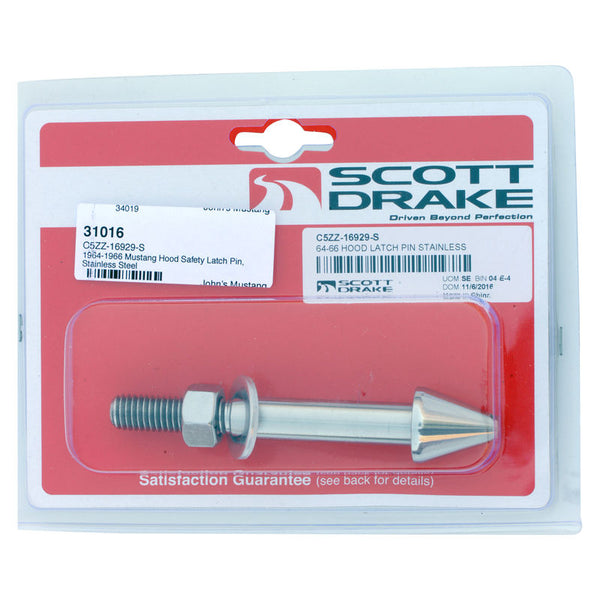 1964-1966 Mustang Hood Safety Latch Pin, Stainless Steel