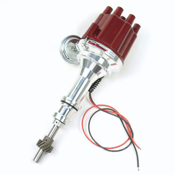 1965-1973 Mustang Pertronix Flamethrower Ignitor III Billet Distributor, 289/302, w/ Vacuum Advance, Red