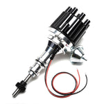 Black 1965-1973 Mustang Pertronix Flamethrower Ignitor III Billet Distributor, V8 (289, 302), with Vacuum Advance