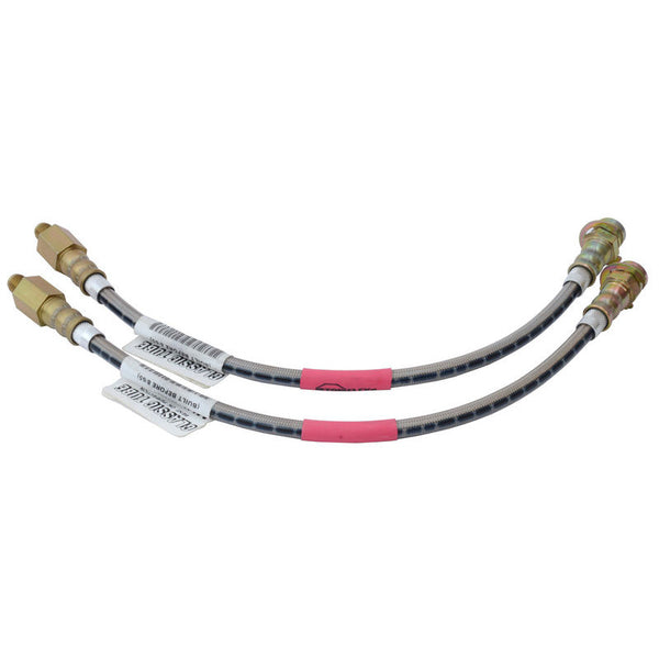 1964-1965 Mustang Front Brake Hoses, Braided Stainless Steel, Drum, Before 8/65