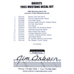 1965 Mustang Decal Kit, 15 pcs