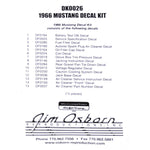 1966 Mustang Decal Kit, 15 pcs