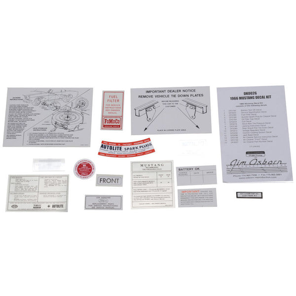 1966 Mustang Decal Kit, 15 pcs