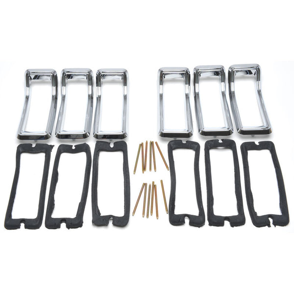 1967 Mustang Tail Light Bezel Kit, Incl. 6 bezels, 6 pads & 12 studs