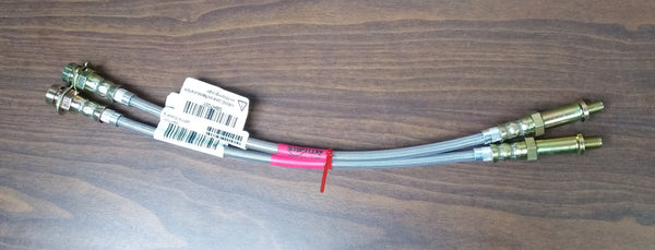 1965-1966 Mustang Front Brake Hoses, Braided Stainless Steel, Disc, 3/8 inches