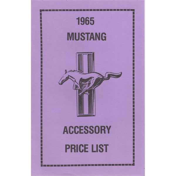1965 Mustang Accessory New Car Price List