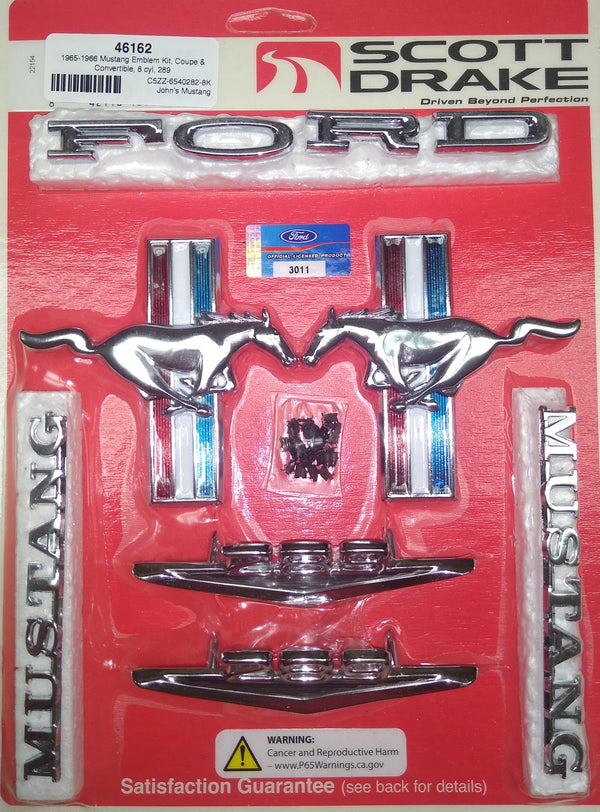 1965-1966 Mustang Emblem Kit, Coupe / Convertible, V8 (289)