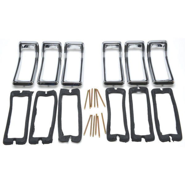 1968 Mustang Tail Light Bezel Kit, Incl. 6 bezels, 6 pads & 12 studs