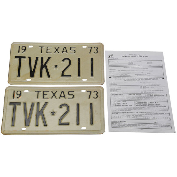 1973 Mustang Texas Classic License Plates (25 Yrs Old)