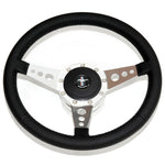Shelby Style Leather Steering Wheel Kit, w/Mustang Emblem and 3 Hole Spoke Steering Wheel for 1965-1967 Mustang