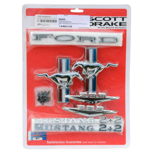 1965-1966 Mustang Emblem Kit, FB, 8 cyl, 2 + 2