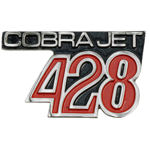 1968 Mustang Front Fender Nameplate, Shelby GT500,  inchesCobra Jet 428 inches