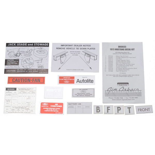 1973 Mustang Decal Kit, 12 pcs