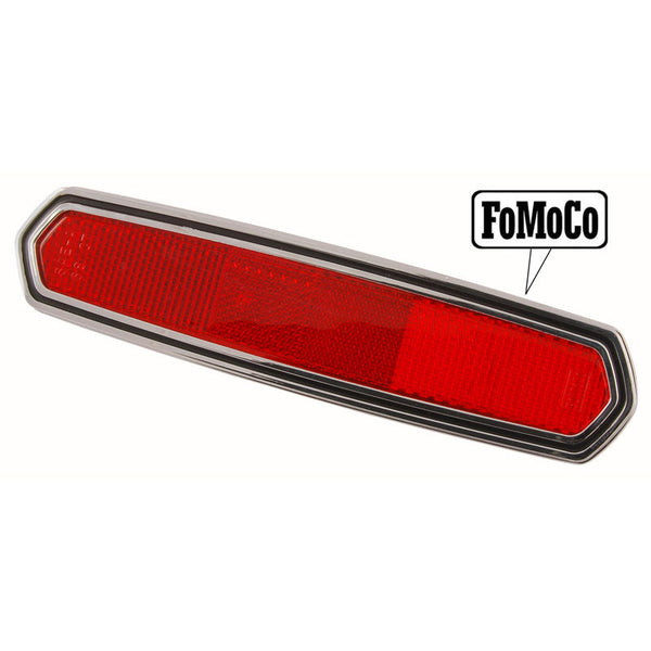 1968 Mustang Quarter Panel Reflector, From 2-15-68, Lens, w/Chrome Bezel, Ford Tooling