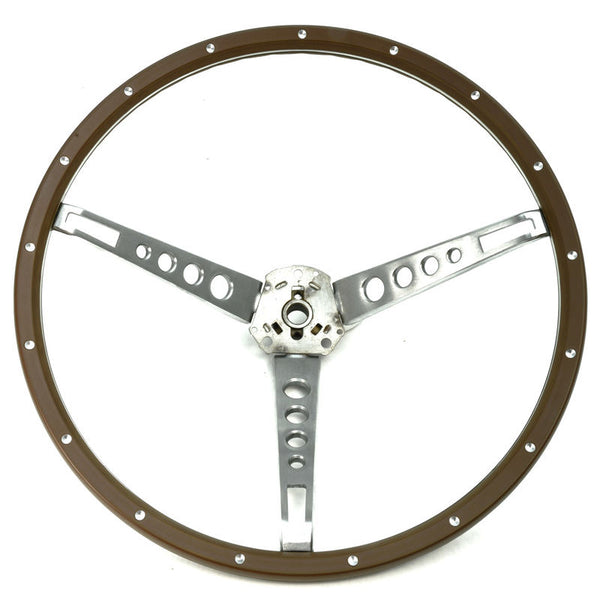 1965-1966 Mustang Steering Wheel, Economy, Smooth Brown Finish, w/o Simulated Woodgrain Texture, Wheel Only