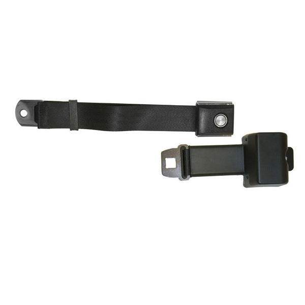 1968-1973 Mustang Seat Belt, Cpe/FB, Retractable, w/Starburst Push Button Buckle, Black