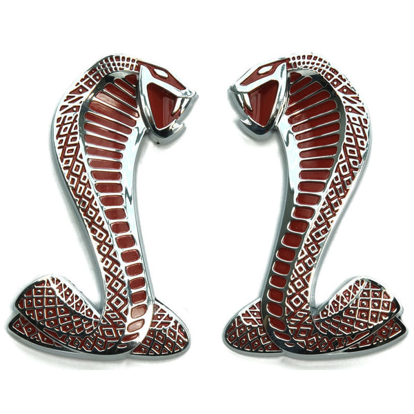 2005-2011 Mustang Fender Emblems, Shelby GT500, Chrome, w/Red Inserts, RH & LH