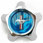 Blue 1967 Mustang Styled Steel Wheel Center Cap, 3-3/4 inches
