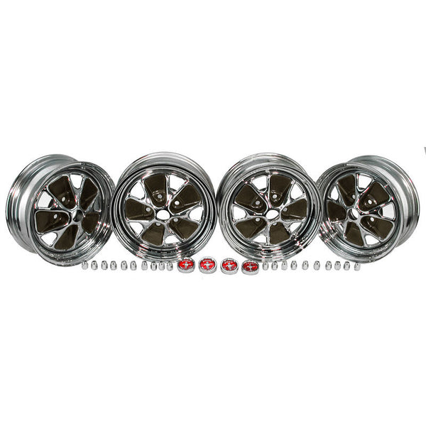 1965 Mustang Styled Steel Wheel Kit 14x5, Charcoal