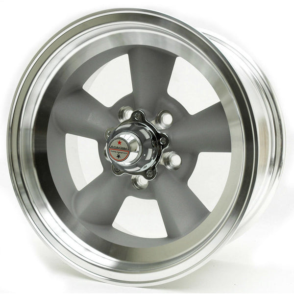 1965-1973 Mustang Torq Thrust TTO Wheel, 15X8.5, Light Gray, w/Machined Lip