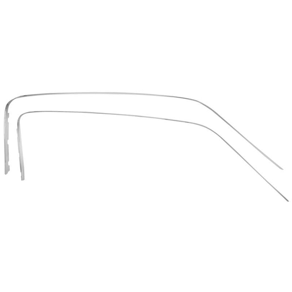 1967 Mustang Roof Drip Rail Finish Moldings, Door Sash Escutcheons, Fastback, Stainless Steel