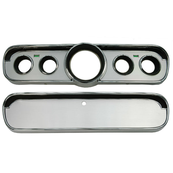 1965-1966 Mustang Instrument Cluster Housing & Glove Box Door, Brushed Aluminum