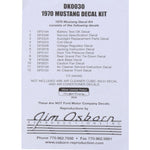 1970 Mustang Decal Kit, 12 pcs