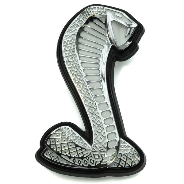 2005-2011 Mustang Grille Emblem, Shelby GT500, Chrome, w/White inserts