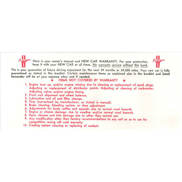 1964-1966 Mustang Owners Manual Envelope