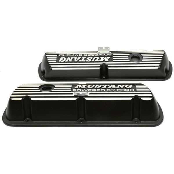 1964-1985 Mustang Valve Covers, 8 cyl, 260, 289, 302, 351W, exc. Boss 302 & EFI,  inchesMUSTANG POWERED BY FORD inches, Black