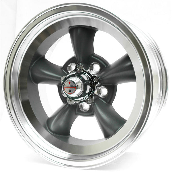 1965-1973 Mustang Torq Thrust D Wheel, 15X7, Gun Metal, w/Machined Lip